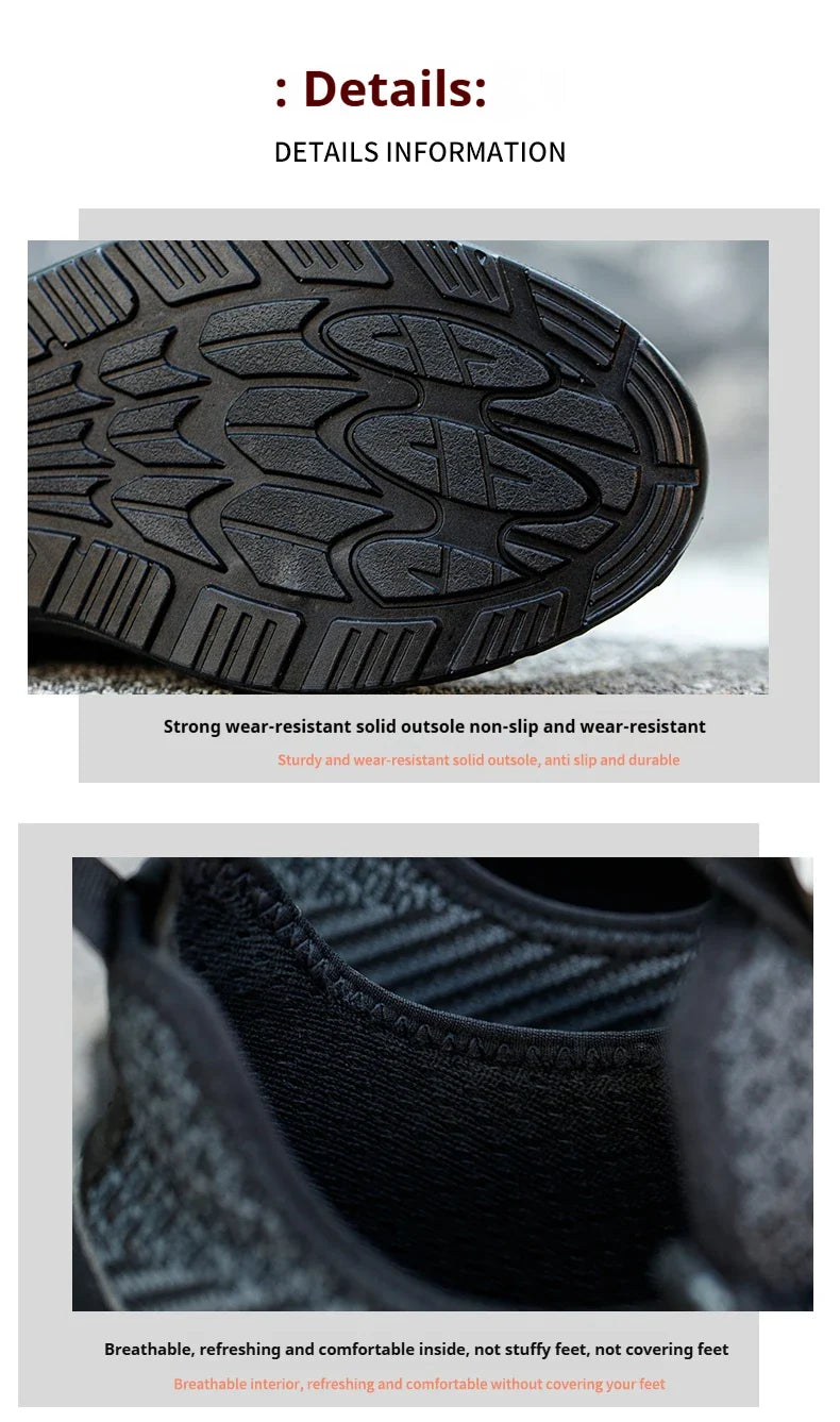 Breathable Work Sneakers Men Safety Shoes Construction Steel Toe Work Shoes Safety Boots Men's Puncture Proof Summer Work Shoes
