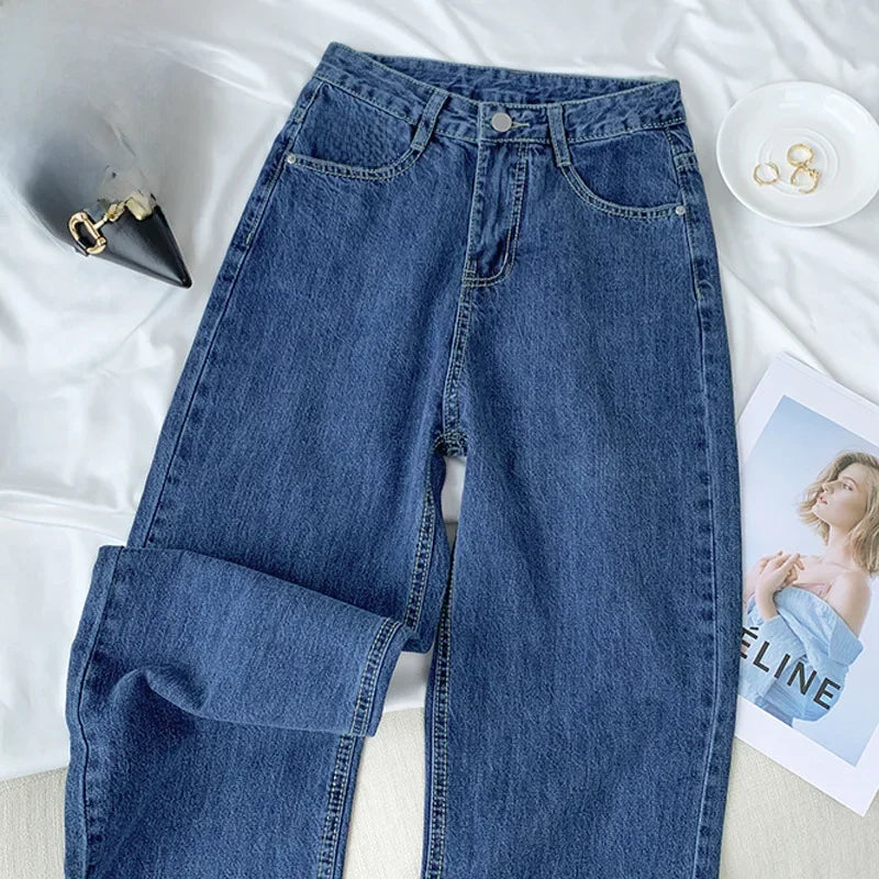 Vintage High-waisted Loose-fit Slimming Straight-leg Jeans