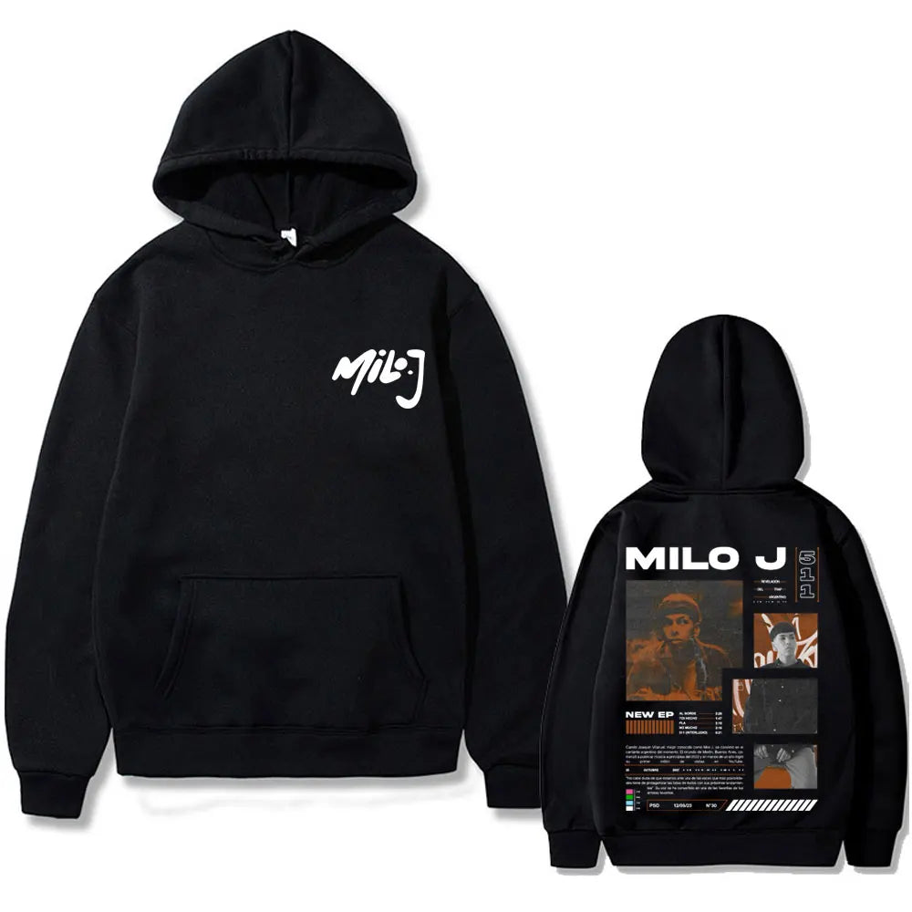 Rapper Milo J 111 Album Graphic Hoodie Men Women Hip Hop Fashion Oversized Hooded Sweatshirt Men's Casual Fleece Cotton Hoodies