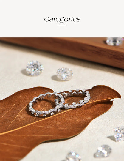 New Moissanite Lace Ring Light Luxury Silver 925 Stackable Rings for Women High Quality Wedding Party Jewelry Gift