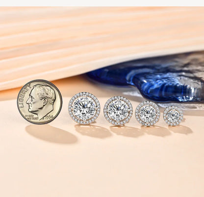 Round Cut 3.0CT Diamond Test Passed Moissanite Rhodium Plated 925 Silver D Color Moissanite Earrings Jewelry Girlfriend Gift