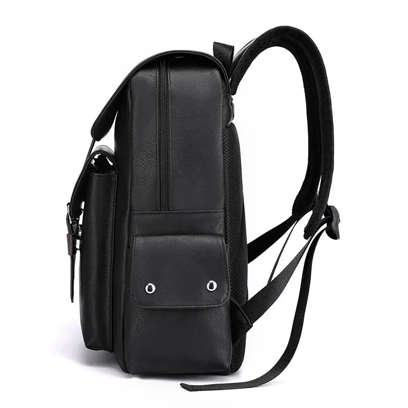 2023 Men Backpack PU Leather Bagpack Large Laptop Backpacks Male Mochilas Black Schoolbag For Teenagers Boys Brown Sac A Dos