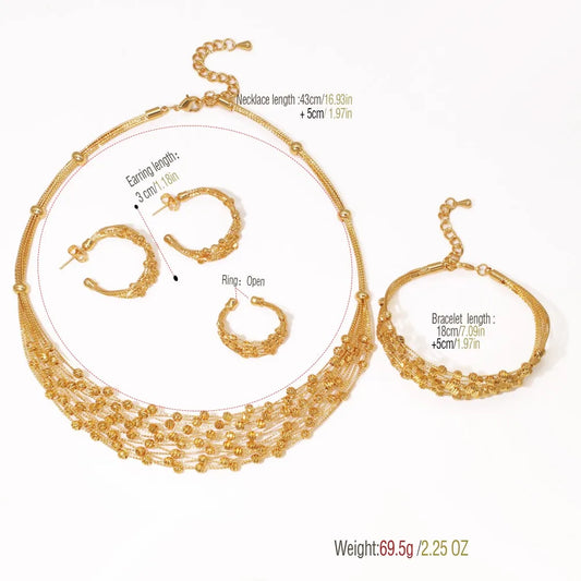 Handmade Women Jewelry Set Multi-layer 18K Gold Plated Beads Set Hight Quality Birthday Wedding Jewellery Accessories