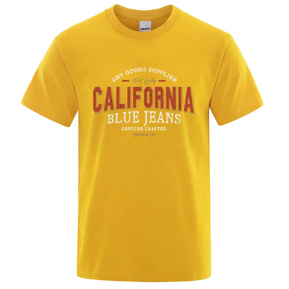 California Usa City Street Letter Pattern Print Men T Shirt Fashion Cotton T-Shirts Oversized Streetwear Summer Breathable Tops