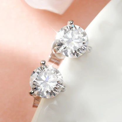 3 Claws 0.3-2CT Certified Moissanite Stud Earrings for Women Sparkling Lab Diamond Earring Sterling Silver 925 Plated 18K