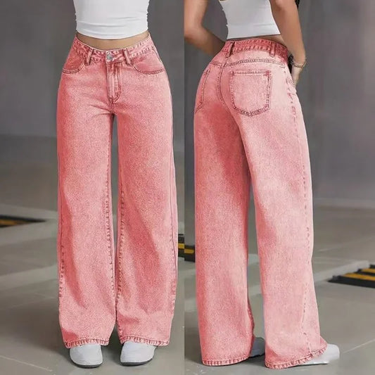 Women'S Straight Leg Jeans High Waisted Casual Wide Leg Pants