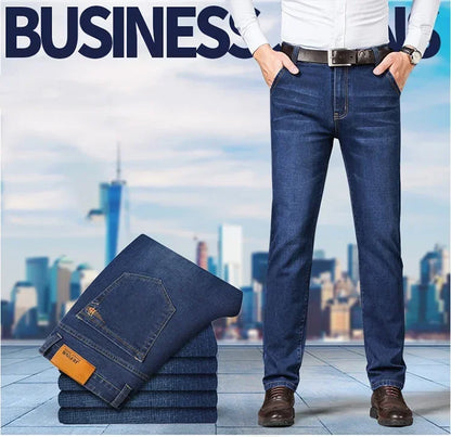 Plus Size 42 44 46 Spring Autumn Men's Fashion Casual Jeans Black Blue Classic Business Straight Elasticity Brand Denim Trousers