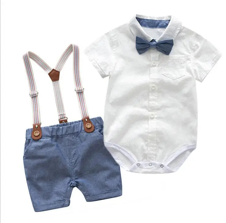 Kid Boy Formal Birthday Outfit Suit Toddler Gentleman Wedding Striped Vest Shirt 1-6 Years Baby Pants Boys Ceremony Outerwear