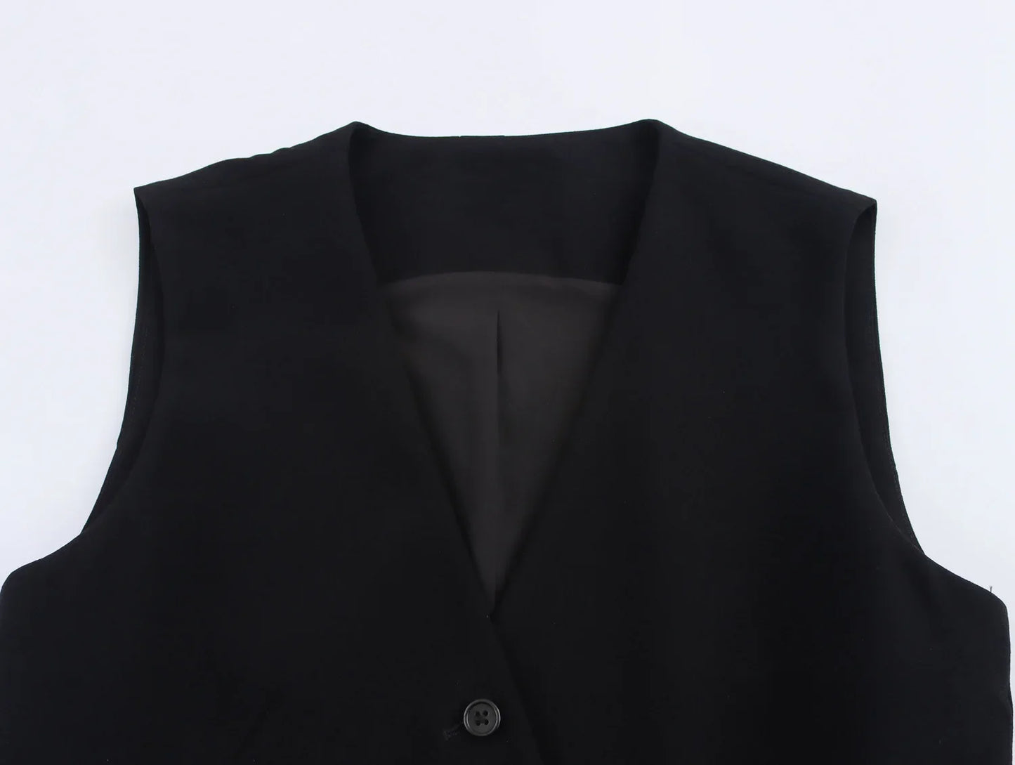 Casual Women Solid Tops Asymmetric V-Neck Single Breasted Pockects Sleeveless Vest Fashion 2025 Autumn Blazer Tops