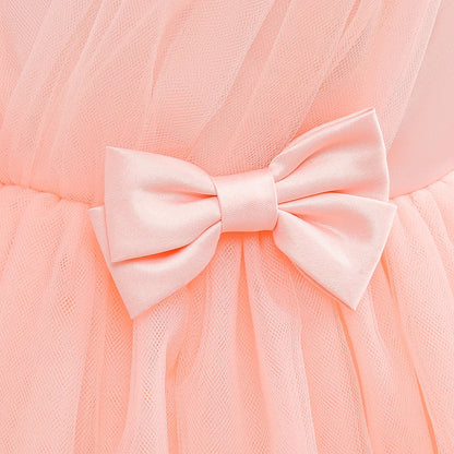 Summer Bow Bridemaid Party Girls Dresses Elegant Tulle Birthday Wedding Princess Dress for Girl New Years Prom Christmas Costume