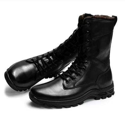 High Top Style Snow Boots Men Warm Men Lace Up Tactical Boots Brand Fashion Winter Ankle Boots Leather Outdoor Footwear