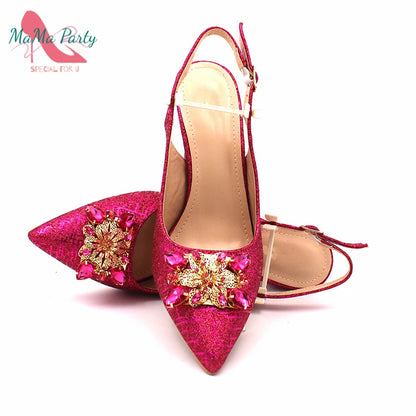 Nigerian Women Shoes and Bag Set in Gold Color High Quality New Arrivals Classics Style for Garden Party