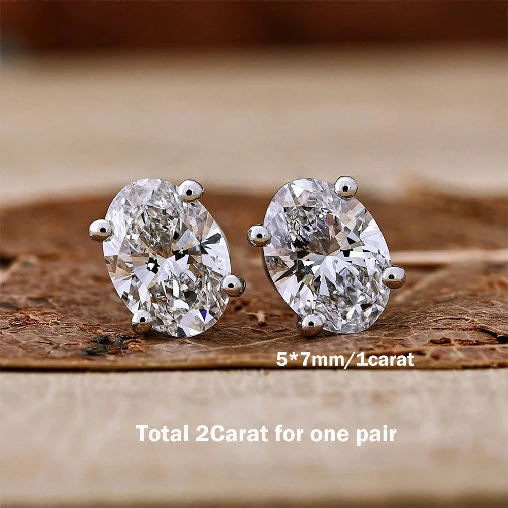6cttw Oval Cut Moissanite Diamond Stud Earring with Certificate S925 Silver 2-wearing Detachable Earcuff Drop Earring for Women