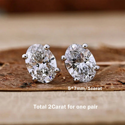 6cttw Oval Cut Moissanite Diamond Stud Earring with Certificate S925 Silver 2-wearing Detachable Earcuff Drop Earring for Women