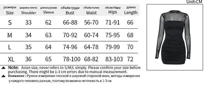 See Through Black Bodycon Dress For Women Clothing Slim Sexy Streetwear Long Sleeve Vestidos De Mujer Patchwork Fashion Outfits