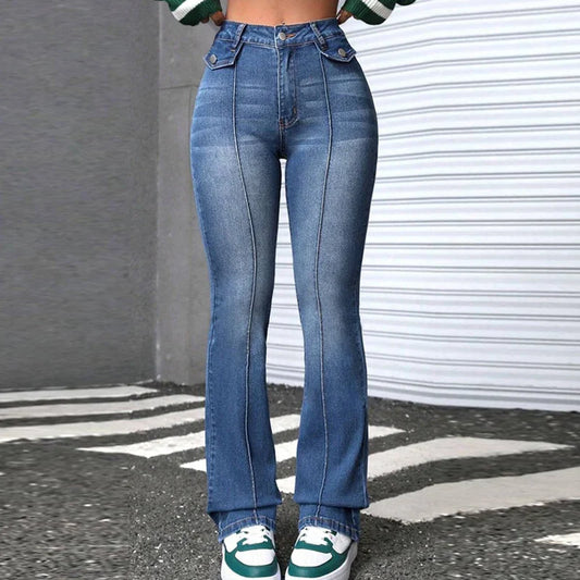 Women's Bell-Bottom Pants, Versatile Washed Flared Jeans