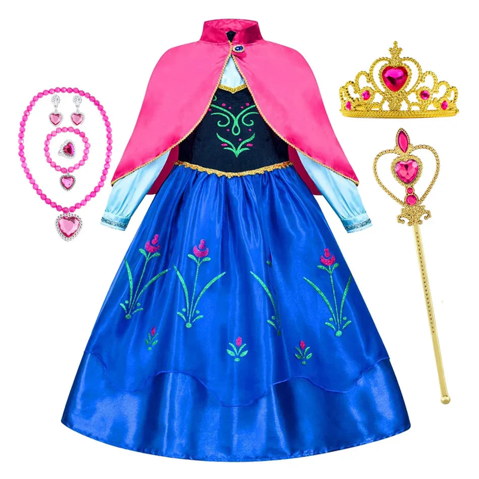 Girl Princess Dress Halloween 2026 Cosplay Party Costume Snow Queen Princess Clothes Children Outfit