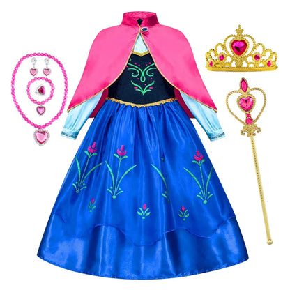 Girl Princess Dress Halloween 2026 Cosplay Party Costume Snow Queen Princess Clothes Children Outfit
