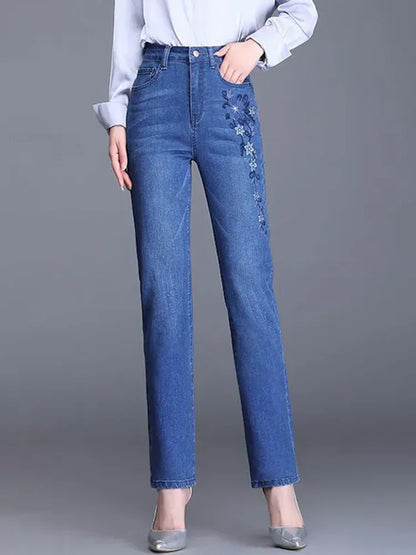 Embroidery Design Skinny Pencil Jeans