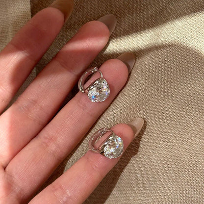 2/3Carat Moissanite Hoop Earrings for Women S925 Silver Sparkling Diamond Half Bezel Set Huggie Ear Buckles with Certificate