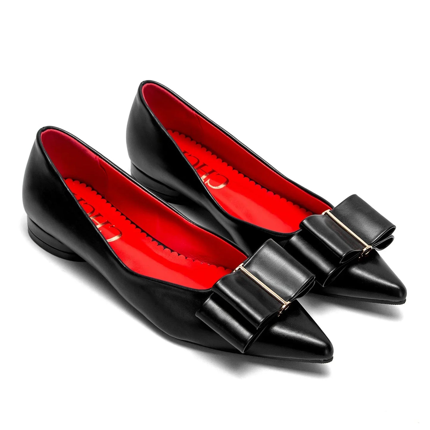 2025 Women's Flat Shoes New Black Pointed Bow Business Shoes Comfortable Commuting Women Shoes