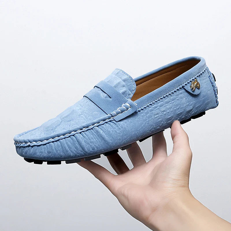 2025 Novos Sapatos Gorro Feitos à Mão Masculinos de Luxo Leve Estampa Crocodilo Tendência Mais Fácil de Combinar Slip-On Loafers Preguiçosos Sapatos da Moda para Dirigir Masculinos e Femininos