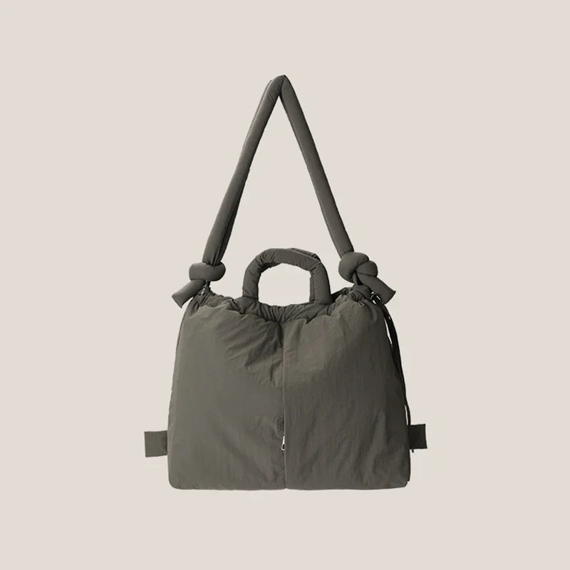 Casual nylon padded tote bag designer soft puffer women shoulder crossbody bags Simple Vintage large capacity handbags 2025