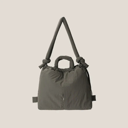 Casual nylon padded tote bag designer soft puffer women shoulder crossbody bags Simple Vintage large capacity handbags 2025