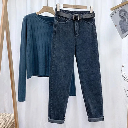 High Waist Harlan Denim Jeans Women's Fashion Loose Pants