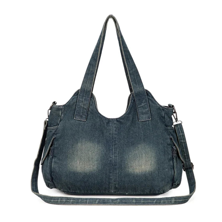 Women's Denim Bag Y2K Vintage Blue Jean Purse and Handbags Crossbody Shoulder Wallet Large Capacity