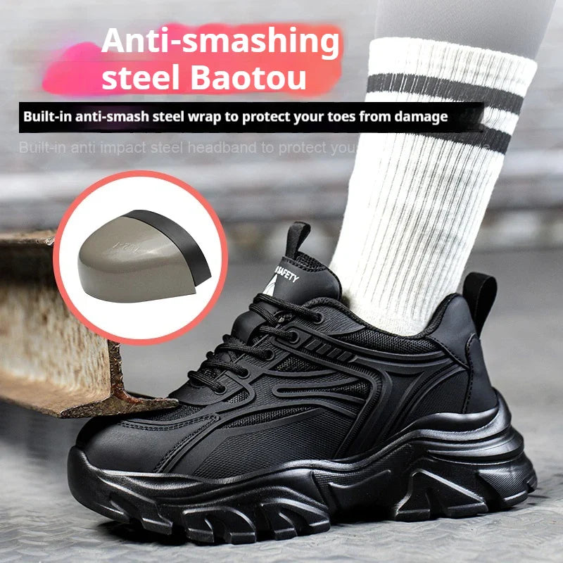 Indestructible Safety Shoes Women Work Sneakers Lightweight Security Boots Anti-smash Puncture-Proof Work Boots Steel Toe Shoes