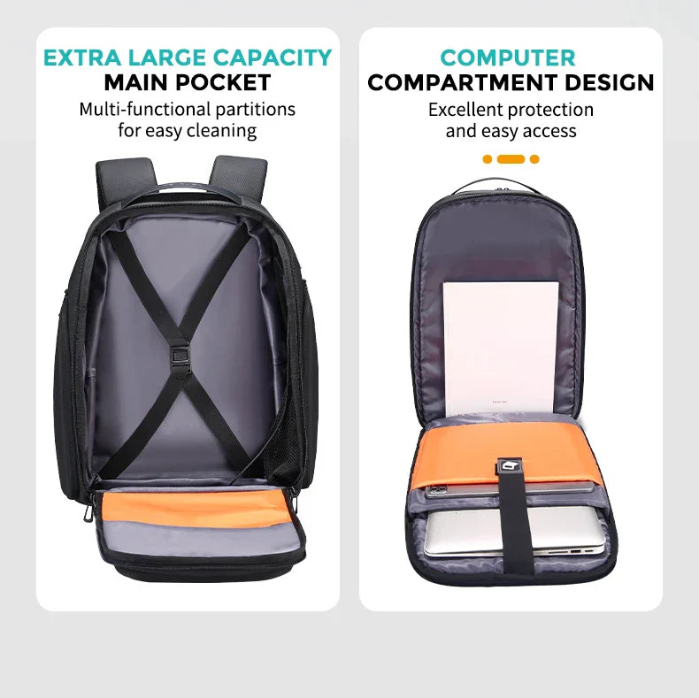 Men 36L Business Backpack USB Waterproof  Multi Pocket Backpacks Fit 17.3 Inch Laptop