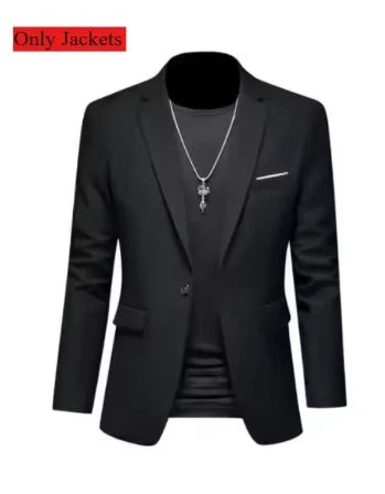 Elegant Men's Suits 2 Piece Set Fashion Korean Casual Slim Fit Social Groom Wedding Tuxedo