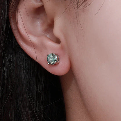 0.3-2CT Colorful Moissanite Studs Earrings for Women Sparkling Diamond Jewelry Certified 100% 925 Sterling Silver Earring