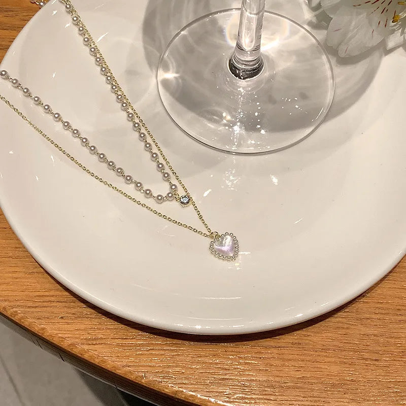Heart Shape Pendant Necklaces Silver Color 5A Cubic Zirconia Minimalist Style Clavicle Chain Women And Girl Jewelry