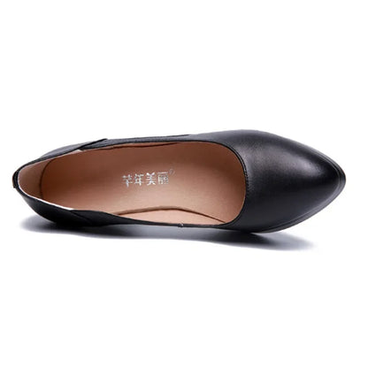 Sapatos Pequenos Tamanhos 32-43 Elegantes Scarpins Formais Femininos Sapatos de Salto Bloco Alto Primavera 2026 Rasos para Escritório Modelo Casamento