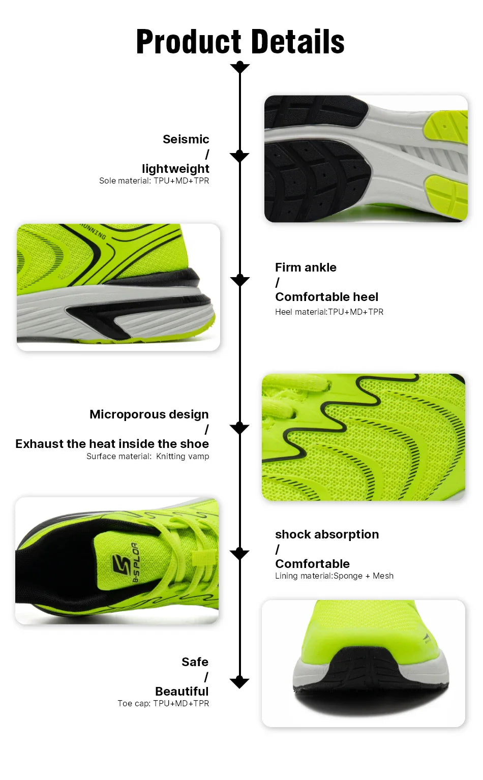 Men's Running Shoes Casual Lightweight Mesh Breathable Sneakers Male Outdoor Non-Slip Wear-Resistant Sports Shoes