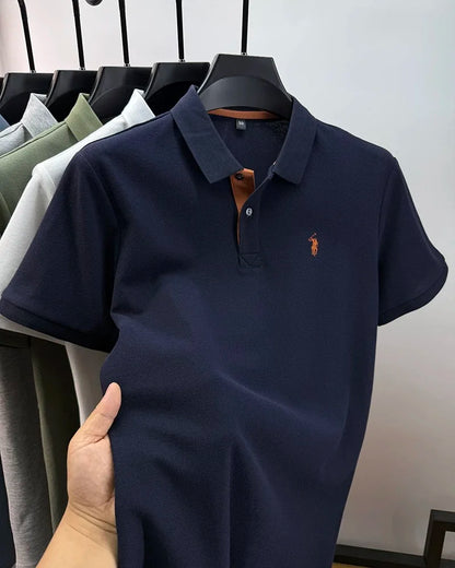 100% pure cotton high-end brand men's short sleeve polo shirt summer fashion customization horse embroidery classic Paul T-shirt