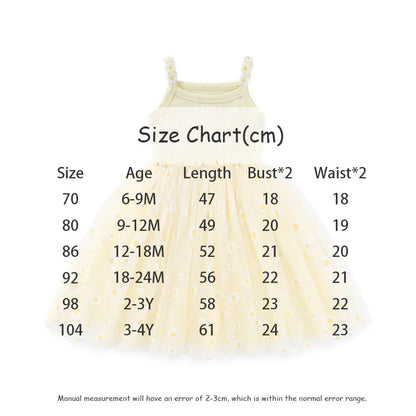 Korean Style Girls' Summer Dress 0-4Y Cute Baby Children's Little Daisy Suspender Mesh Dress Kid's Clothing