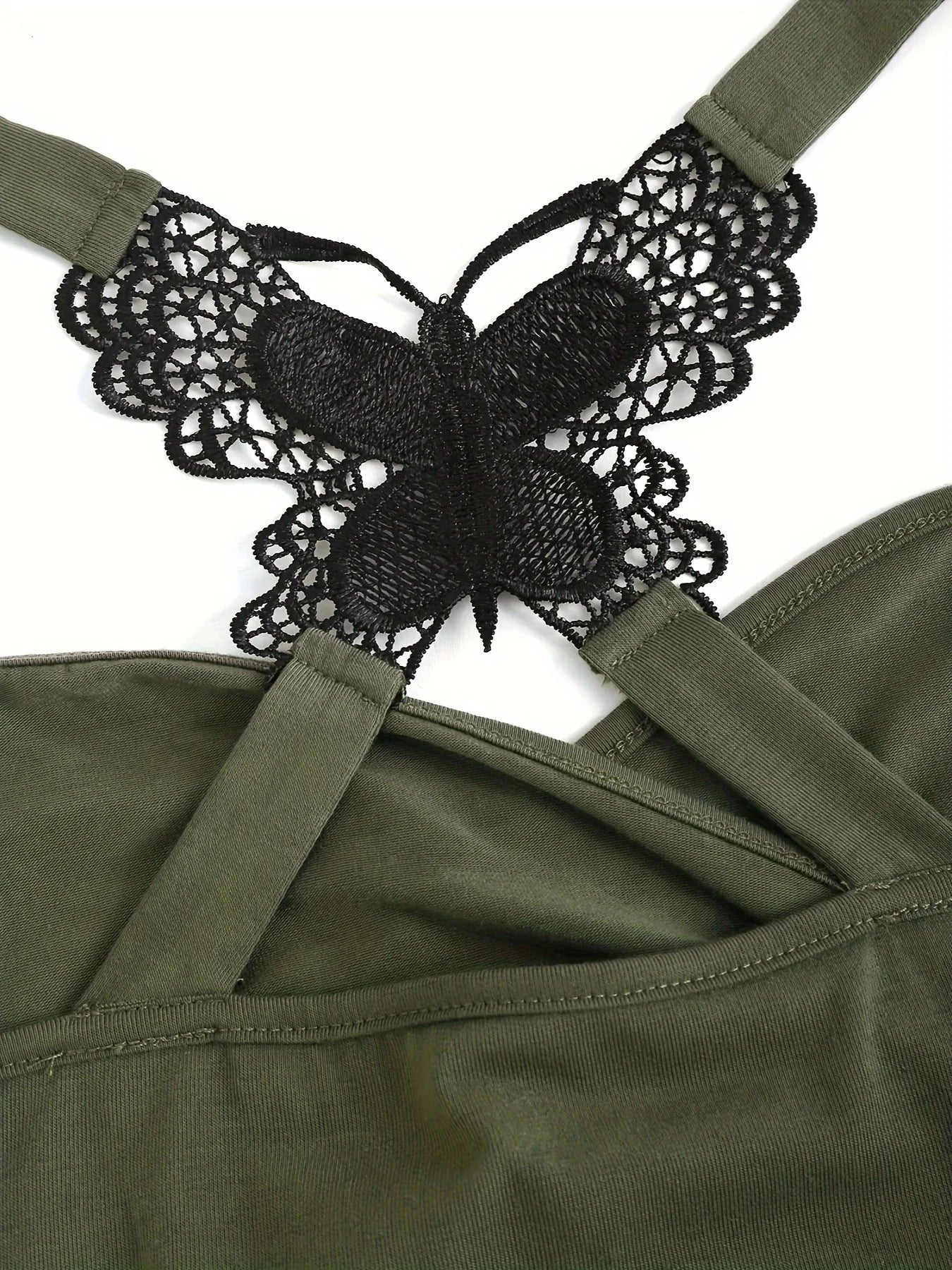 New European and American women's pleated suspenders butterfly lace cross vest in spring and summer of 2024