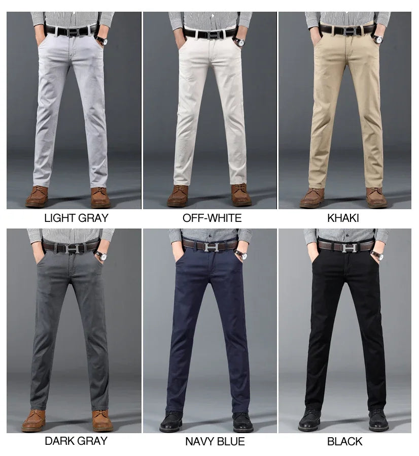 6 Color Men Slim Casual Pants New Classic Business Fashion Comfortable Stretch Cotton Elastic Straigh Trousers Male