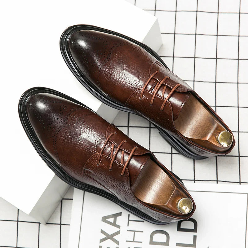 Luxury Men Brogue Dress Shoes Men Suit Casual Shoes Formal Business Leather Shoes Men Brown Wedding Italian Banquet Shoe Size 46