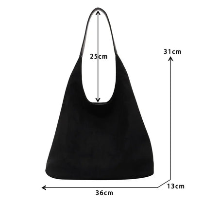 Korean suede bucket bag, women's casual commuting shoulder tote bag, autumn/winter 2025 new underarm set bag