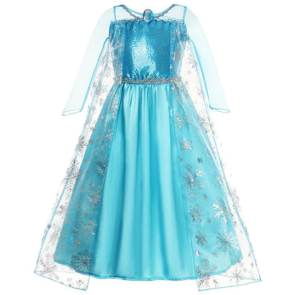 Kids Princess Costume Children Elsa Anna Halloween Dress Girl Cinderella Snow White Dress Rapunzel Mermaid Pageant Disguise