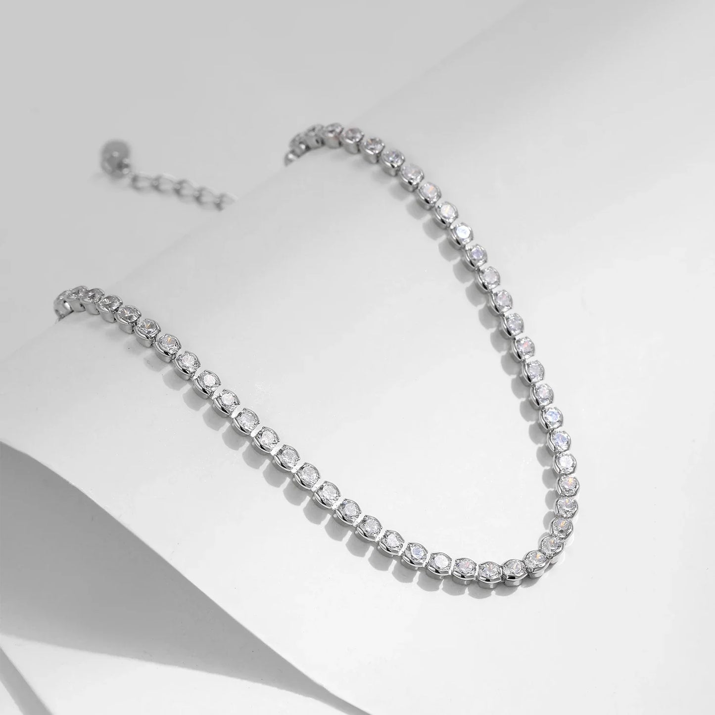 925 Sterling Silver Sparkling CZ Tennis Bracelet Round Zirconia Platinum Plated Bracelet For Women Fine Jewelry Gift