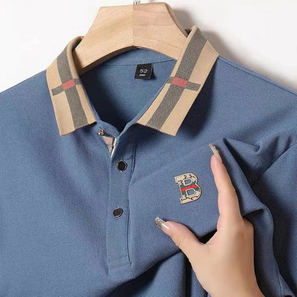 Bestselling brand summer new 100% pure cotton comfortable polo shirt fashionable men's classic letter badge casual short sleeve
