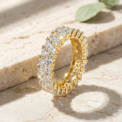 3mm Heart Cut Full Moissanite Rings for Women Stackable Ring Eternity Band S925 Sterling Silver 18k Plated Jewelry Gifts