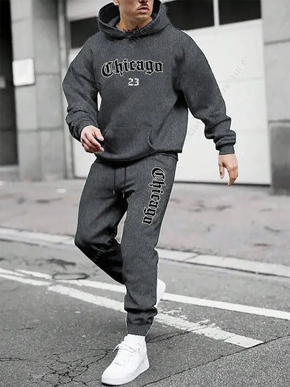 Men's sportswear - Hoodie and sports pants, loose-fitting style suitable for daily and sports wear swearshirts Tops