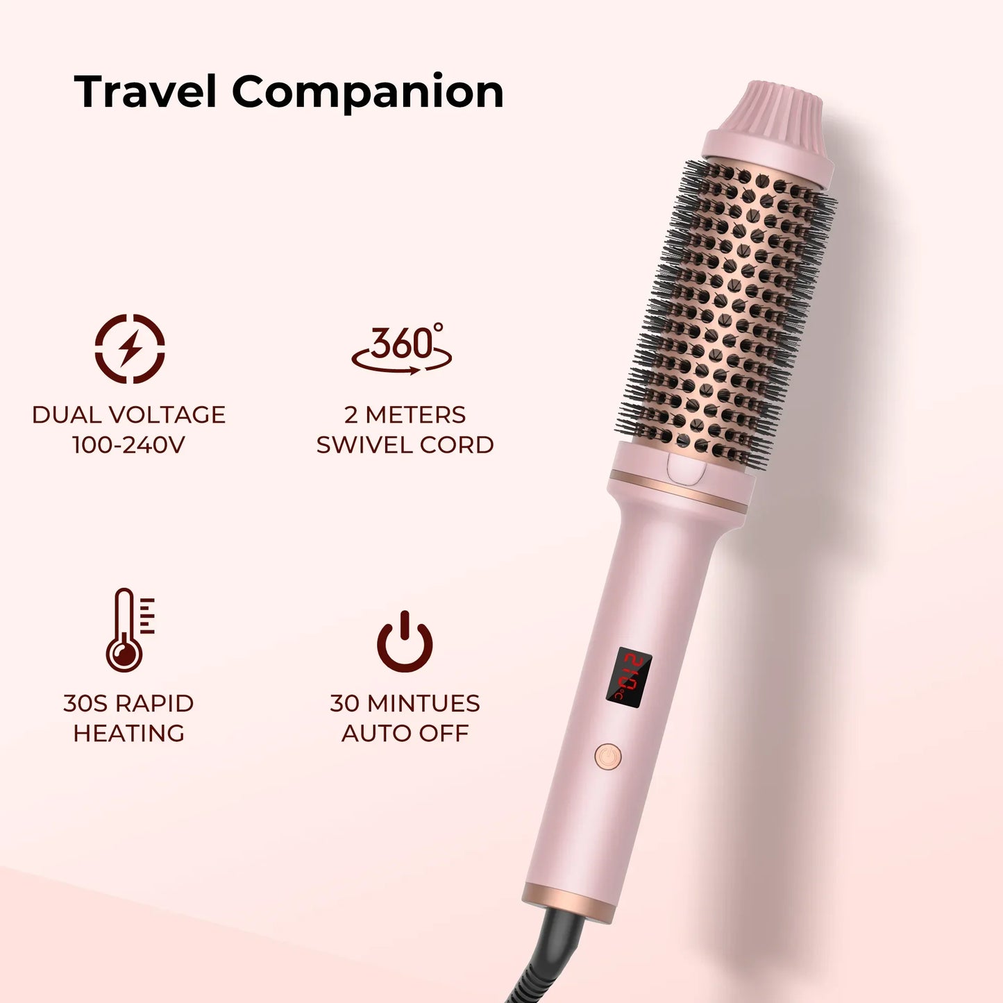 Valentine Gift Hair Curler Straightener Electric Hair Brushes Hot Comb Professional Curling Iron Heated Anti-Scald Thermal Brush