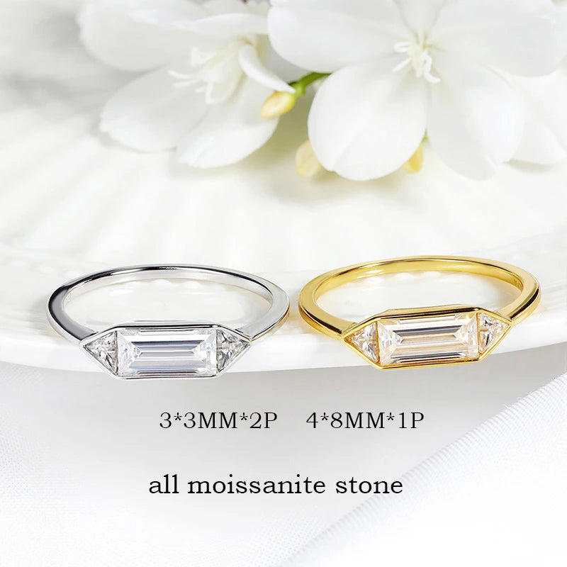 18k Plated 1.2CTTW All Moissanite Rings for Wormen Men 3 Gems Girls Couple Rings Lab Diamond Solid Silver S925 Jewelry